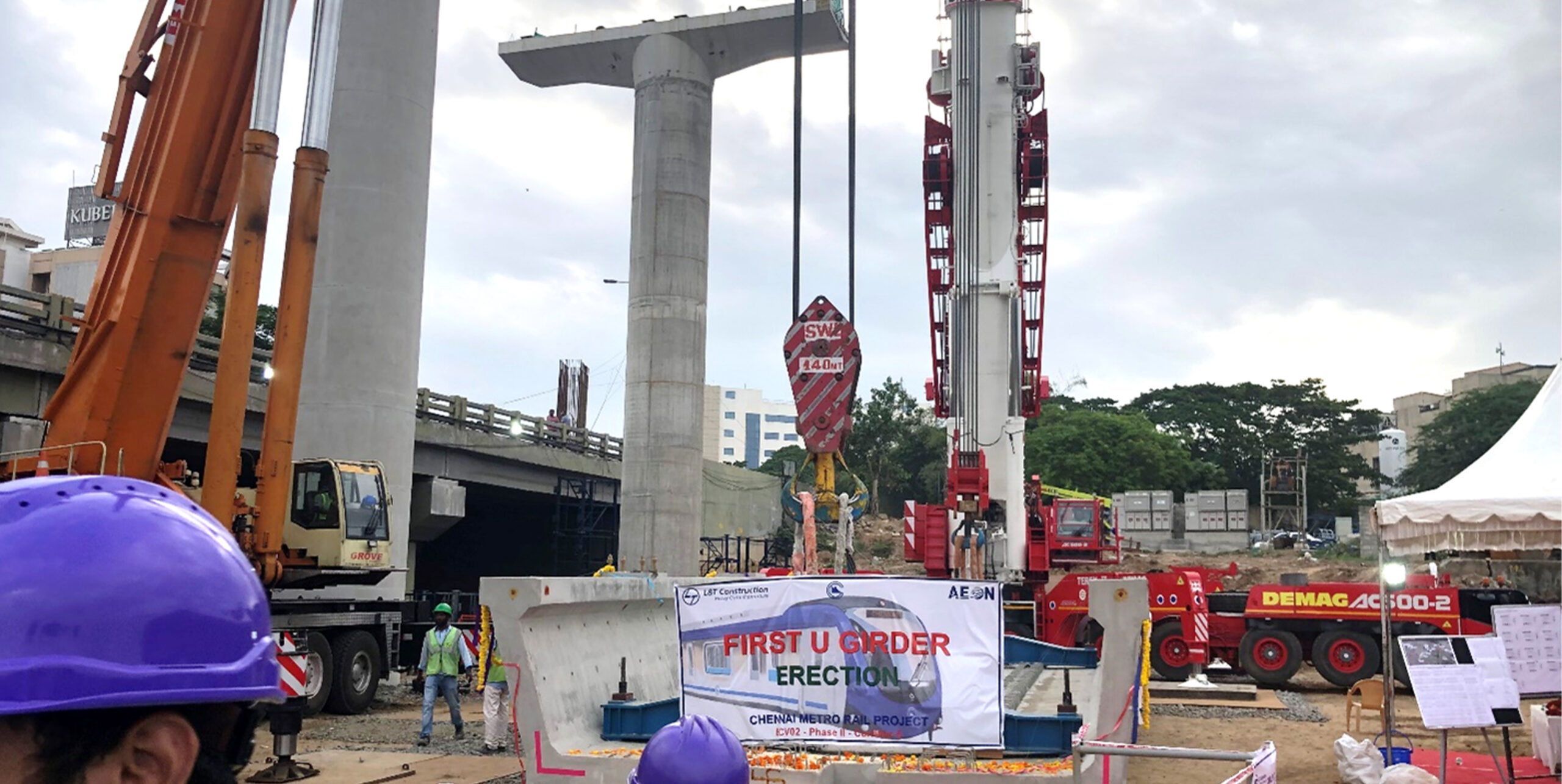 Chennai Metro phase 2, corridor 5: first U Girders erected